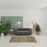 7' Octagon Beige or Ivory Floral Medallion Bordered Indoor Area Rug