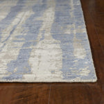 3' x 5' Grey or Blue Abstract Brushstrokes Viscose Indoor Area Rug