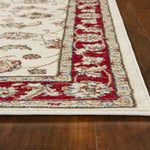 8' x 10' Ivory or Red Floral Vine Bordered Indoor Area Rug