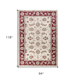 8' x 10' Ivory or Red Floral Vine Bordered Indoor Area Rug