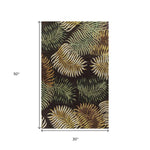 3'x4' Espresso Brown Hand Tufted Tropical Leaves Indoor Area Rug