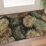 3'x4' Espresso Brown Hand Tufted Tropical Leaves Indoor Area Rug