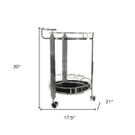 17.5inches x 21inches x 30inches Chrome Round 2Tier  Serving Trolley