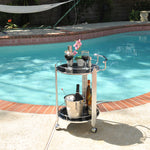 17.5inches x 21inches x 30inches Chrome Round 2Tier  Serving Trolley