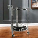 17.5inches x 21inches x 30inches Chrome Round 2Tier  Serving Trolley