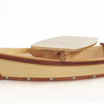 6.25inches x 16.75inches x 3.37inches  Small Wooden Sushi Boat  Serving Tray