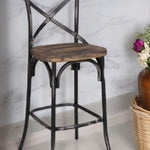 Antique Black Reclaimed Wooden Bar Chair
