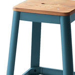 Contrast Teal and Natural Wood Bar Stool