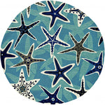8inches Blue Hand Woven UV Treated Coastal Starfish Round Indoor Outdoor Area Rug