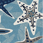 8inches Blue Hand Woven UV Treated Coastal Starfish Round Indoor Outdoor Area Rug