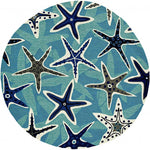 8inches Blue Hand Woven UV Treated Coastal Starfish Round Indoor Outdoor Area Rug