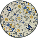 8inches Ivory Hand Woven UV Treated Geometric Traditional Round Indoor Outdoor Area Rug