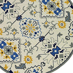 8inches Ivory Hand Woven UV Treated Geometric Traditional Round Indoor Outdoor Area Rug