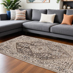7'x10' Grey Machine Woven Medallion Indoor Area Rug