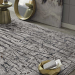 10'x13' Grey Machine Woven Abstract Lines Indoor Area Rug