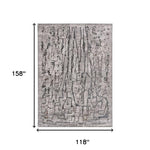 10'x13' Grey Machine Woven Abstract Lines Indoor Area Rug