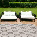 7inchesx11inches Sand Ivory Machine Woven UV Treated Ogee Indoor Outdoor Area Rug