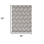 2inchesx4inches Grey Machine Woven UV Treated Herringbone Illusion Indoor Outdoor Accent Rug