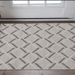 3inchesx5inches Grey Machine Woven UV Treated Herringbone Illusion Indoor Outdoor Area Rug