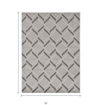 3inchesx5inches Grey Machine Woven UV Treated Herringbone Illusion Indoor Outdoor Area Rug