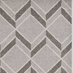 5inchesx8inches Grey Machine Woven UV Treated Herringbone Illusion Indoor Outdoor Area Rug