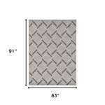 5inchesx8inches Grey Machine Woven UV Treated Herringbone Illusion Indoor Outdoor Area Rug