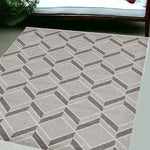 5inchesx8inches Grey Machine Woven UV Treated Herringbone Illusion Indoor Outdoor Area Rug