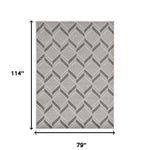 7inchesx10inches Grey Machine Woven UV Treated Herringbone Illusion Indoor Outdoor Area Rug
