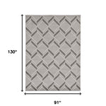 8inchesx11inches Grey Machine Woven UV Treated Herringbone Illusion Indoor Outdoor Area Rug