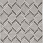 8inchesx11inches Grey Machine Woven UV Treated Herringbone Illusion Indoor Outdoor Area Rug