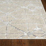 5inchesx8inches Ivory Silver Machine Woven Geometric Indoor Area Rug