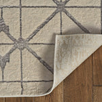 5inchesx8inches Ivory Silver Machine Woven Geometric Indoor Area Rug