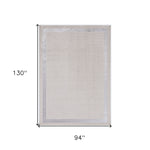 8'x11' Ivory Silver Machine Woven Bordered Indoor Area Rug