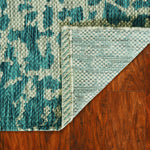 3inchesx4inches Teal Machine Woven UV Treated Animal Print Indoor Outdoor Accent Rug