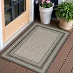 3inchesx4inches Grey Machine Woven UV Treated Bordered Indoor Outdoor Accent Rug