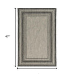3inchesx4inches Grey Machine Woven UV Treated Bordered Indoor Outdoor Accent Rug