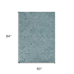 5inchesx7inches Seafoam Blue Hand Tufted Floral Indoor Area Rug