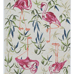 8inchesx10inches Ivory Pink Hand Hooked Flamingo Indoor Area Rug