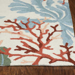 2'x3' Ivory Hand Hooked Bordered Coral Reef Indoor Accent Rug