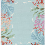 2'x3' Ivory Hand Hooked Bordered Coral Reef Indoor Accent Rug