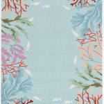 2'x3' Ivory Hand Hooked Bordered Coral Reef Indoor Accent Rug