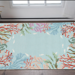 2'x3' Ivory Hand Hooked Bordered Coral Reef Indoor Accent Rug