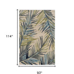 8inchesx10inches Ivory Hand Tufted Tropical Palms Indoor Area Rug