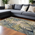 8inchesx10inches Ivory Hand Tufted Tropical Palms Indoor Area Rug