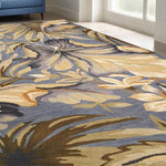 5inchesx8inches Blue Hand Tufted Tropical Plants Indoor Area Rug