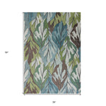 3inches x 5inches Blue or Green Leaves Area Rug