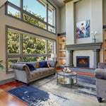 7'x10' Ice Blue Machine Woven Abstract Indoor Area Rug