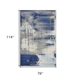 7'x10' Ice Blue Machine Woven Abstract Indoor Area Rug