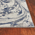 8'x10' Grey Blue Machine Woven Abstract Marble Indoor Area Rug