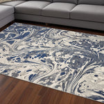 8'x10' Grey Blue Machine Woven Abstract Marble Indoor Area Rug